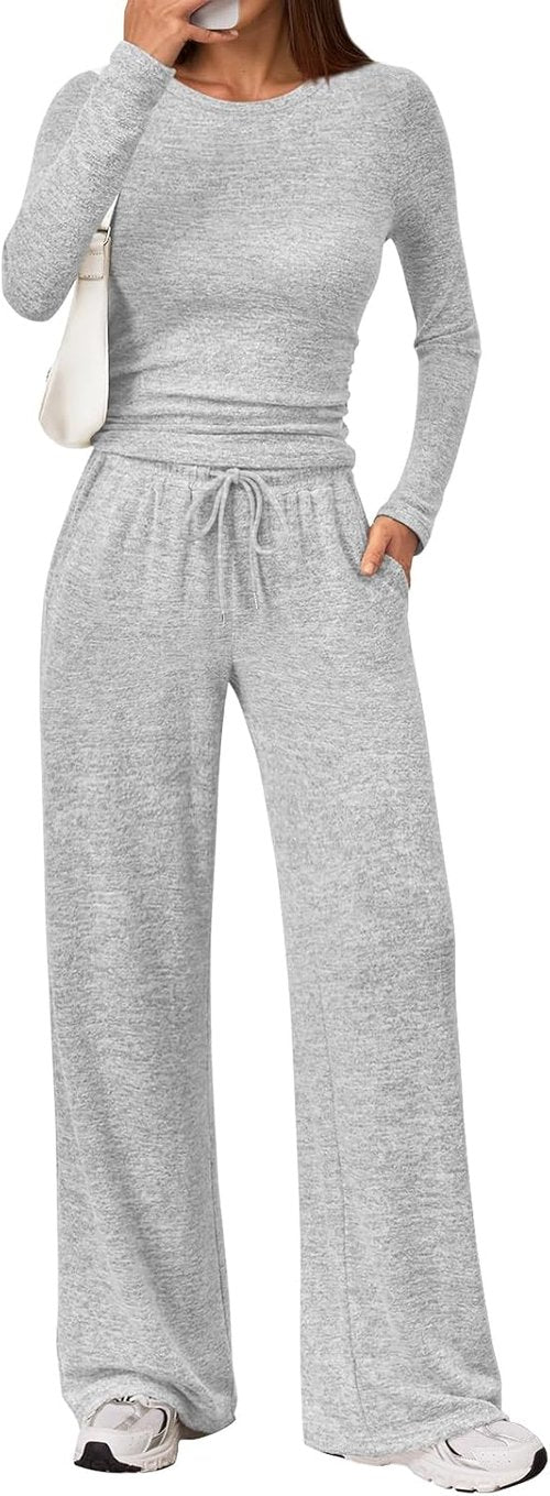 LILLUSORY Women's 2-Piece Lounge Set - Cozy Knit Sweater for Travel & Gym | Fall Fashion 2025