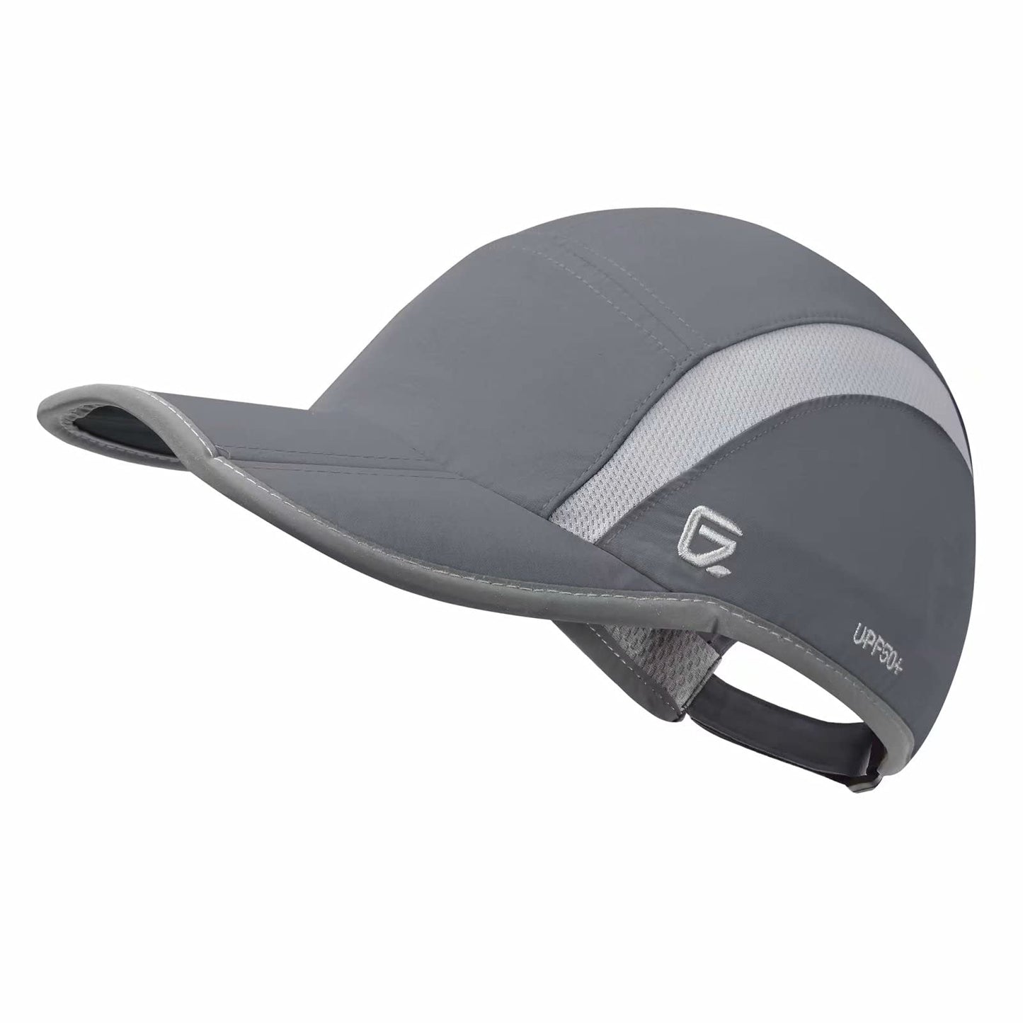 GADIEMKENSD Sport Hat 50+ UPF Inhibit UV Lightweight Baseball Cap Quick Drying Reflective Foldable Cap Water Repellency with Mesh Race Suitable for Men Woman Running Outdoor Activity Cap Dark Gray