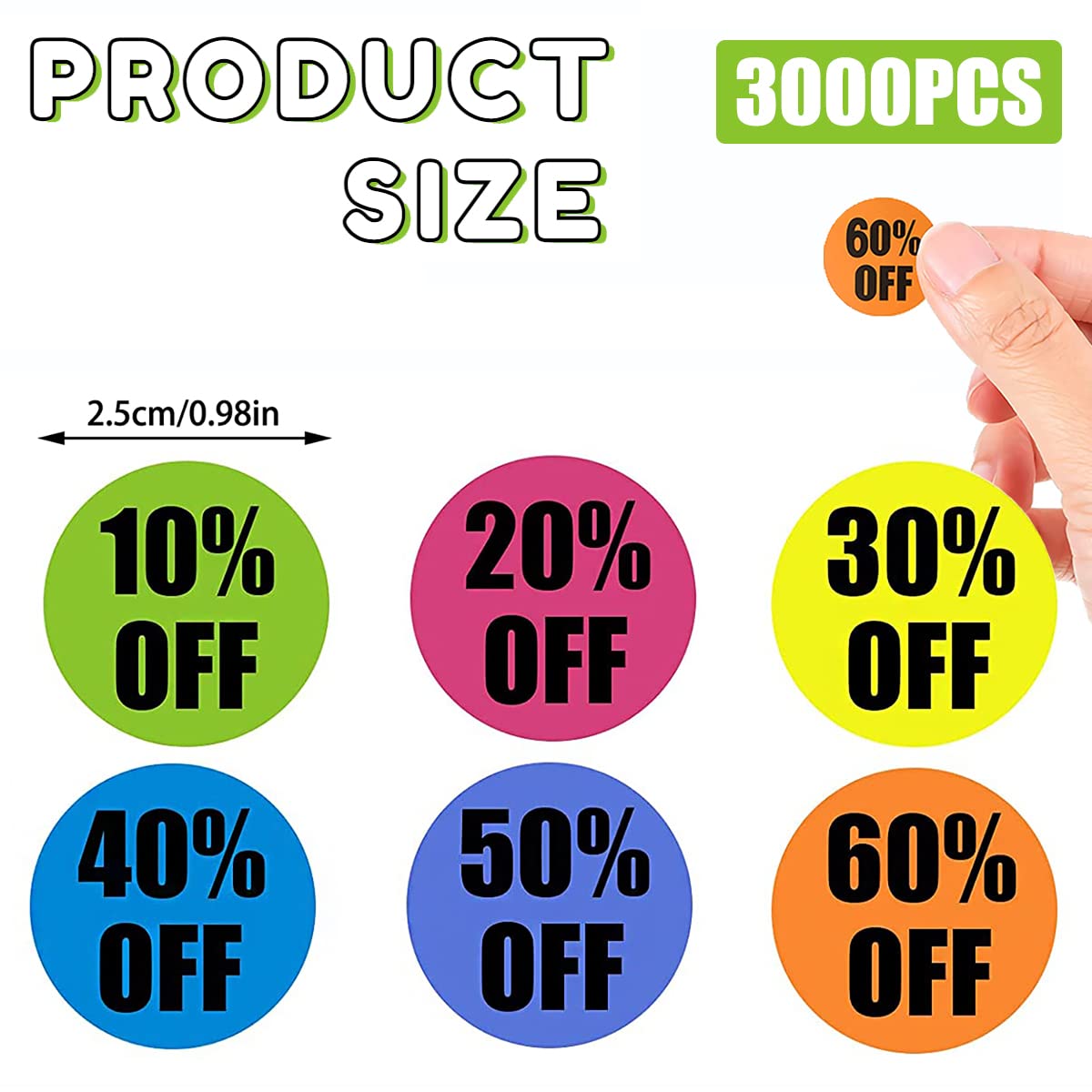 3000 PCS Percent Off Sale Stickers Discount Coupons Labels Tag Sale Sticker