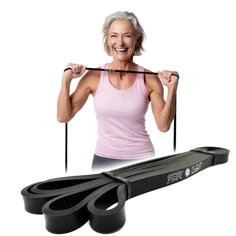 RR H+F Light Resistance Bands for Physical Therapy with Workout Videos - #2 Light (15-30lbs) - Exercises for Seniors - Long Resistance Bands for Women - Exercise Bands for Physical Therapy