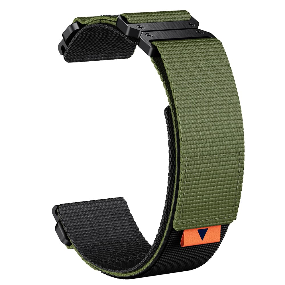 EKINGEEK For Fenix 7X/6X/5X Plus Band Replacement, 26mm QuickFit Nylon Watch Strap for Garmin Fenix 7X/6X Pro/5X Plus/Tactix 7 Delta/Enduro 2 Bands (Green Black-Black Buckle, Wrist Size L (6.9"-8.8"))