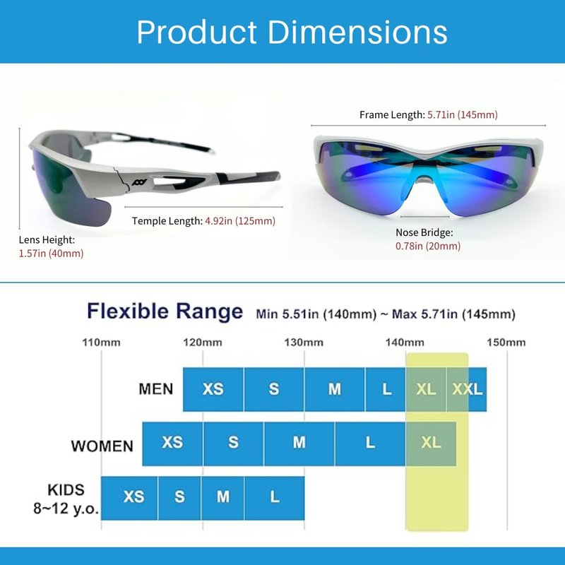 POLARS DESIGN Outdoor Sports Polarized Sunglasses for Men and Women, TR90 Frame, UV Protection, With Case, for Fishing Hiking