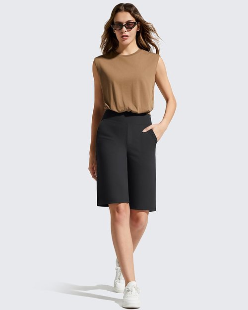 G4Free Women's Bermuda Shorts - Knee-Length Athletic Shorts with Pockets | Casual Comfort
