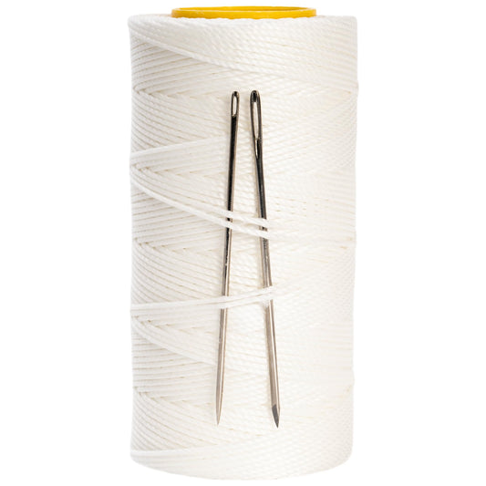 Sail Repair Kit with Sail Needle, Thick Waxed Twine White Twine String for Whipping Twine, 330 Feet per Roll Heavy Duty Waxed Thread for Rope Whipping, Canvas Work, Sail Making - Wax Sail Kit (1)