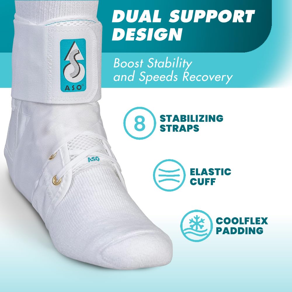 Med Spec ASO Ankle Stabilizer (XX-Large, White) – Lace Up Ankle Brace for Ankle Sprain and Instability, Orthopedic Ankle Support for Men, Women, Adults, Teens and Kids, Sports Injury Recovery, 264007