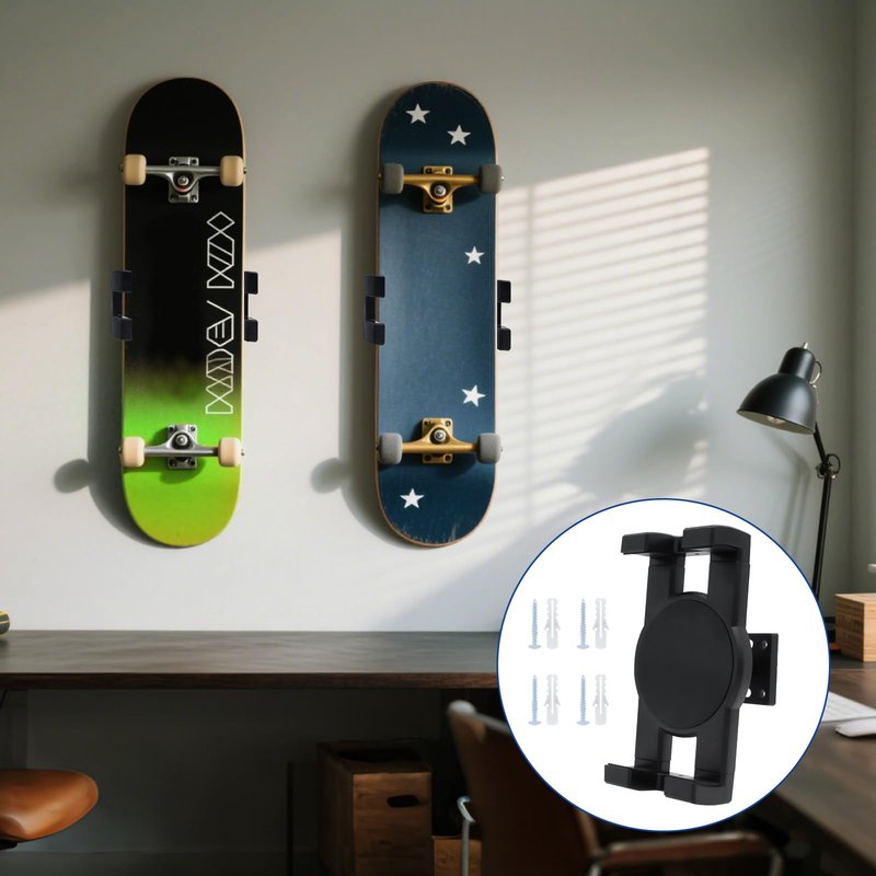 KCMOSGI Skateboard Wall Mount,360° Rotating Skateboard Wall Hanger,Universal Skateboard Decks Wall,Any Horizontal Angle,Suitable for Skateboard Lovers