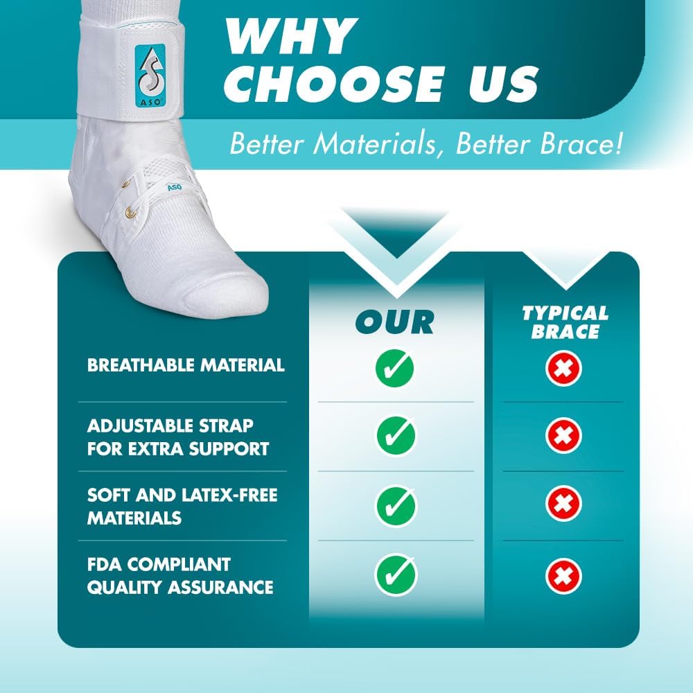 Med Spec ASO Ankle Stabilizer - Lace-Up Brace for Sprained Ankle & Tendonitis | Unisex Support for All Ages
