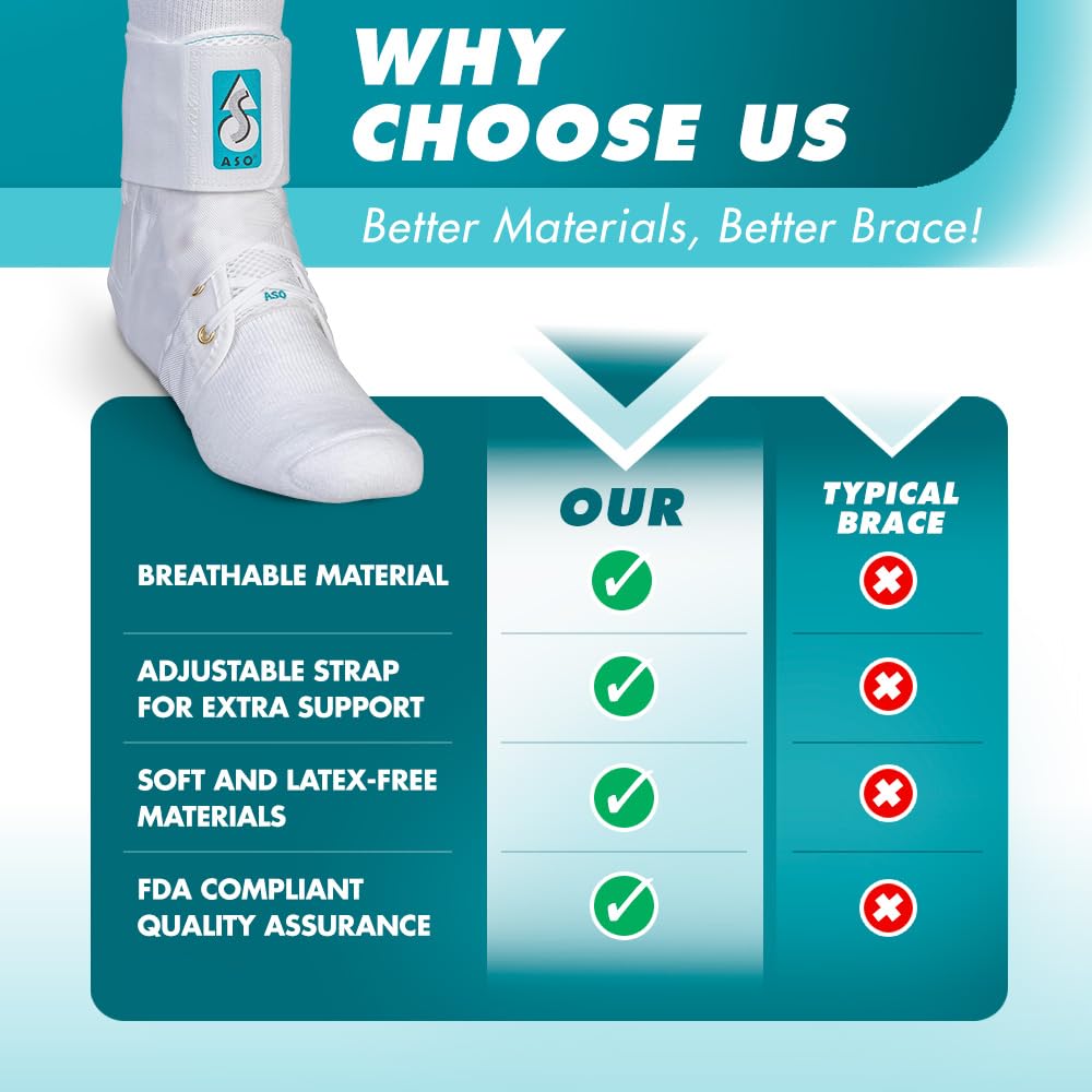 Med Spec ASO Ankle Stabilizer (XX-Large, White) – Lace Up Ankle Brace for Ankle Sprain and Instability, Orthopedic Ankle Support for Men, Women, Adults, Teens and Kids, Sports Injury Recovery, 264007