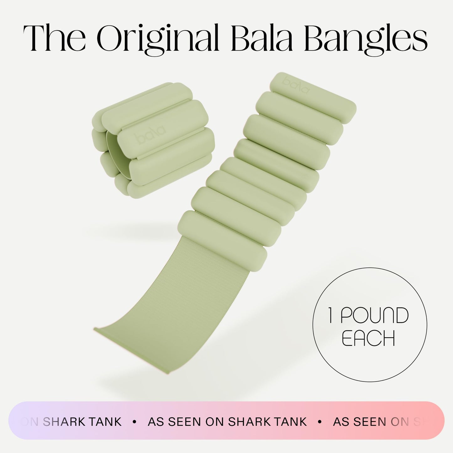 Bala Bangles Wrist & Ankle Weights for Women & Men - 1 lb Adjustable Weighted Bands - Soft Silicone Arm & Leg Weights for Pilates, Yoga, Walking, Barre, Home Workout & Strength Training Exercise