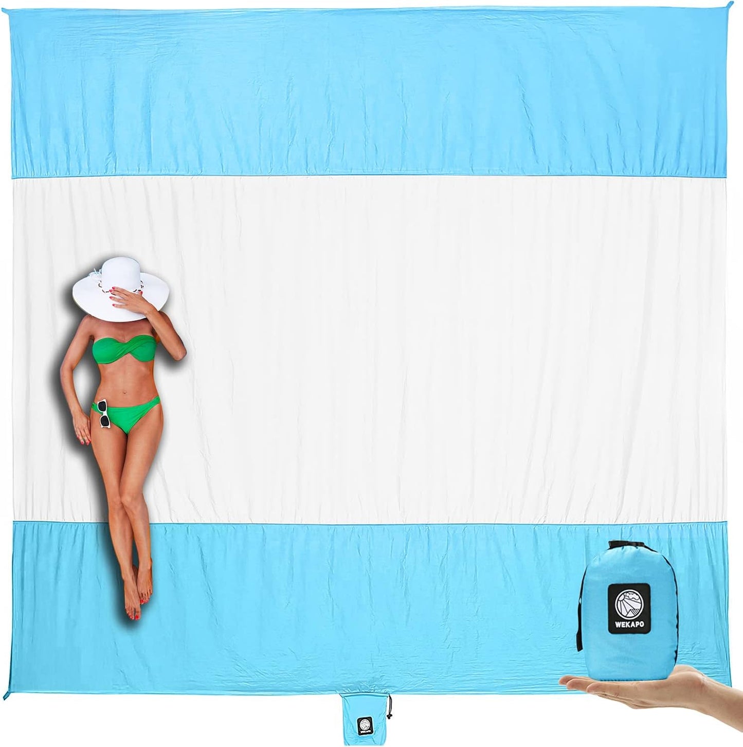 WEKAPO Beach Blanket - Sandproof Waterproof Extra Large Mat | Quick Drying for Camping, Picnic, and Vacation