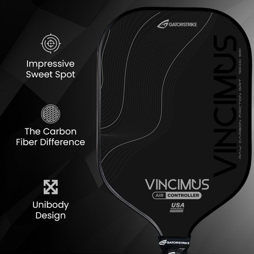 GATORSTRIKE Vincimus Air Controller T600 Pickleball Paddle, T600 Carbon Fiber Pickleball Paddle with Enhance PP Honeycomb 16mm Core, 8.1oz with GatorGrit Face (Grey)