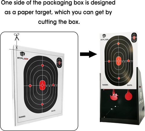Atflbox BB Gun Target Trap - 7 x 9 Inch with 20 Paper Targets & Spinning Metal Silhouettes | Ideal for Airsoft & Rifle Shooting