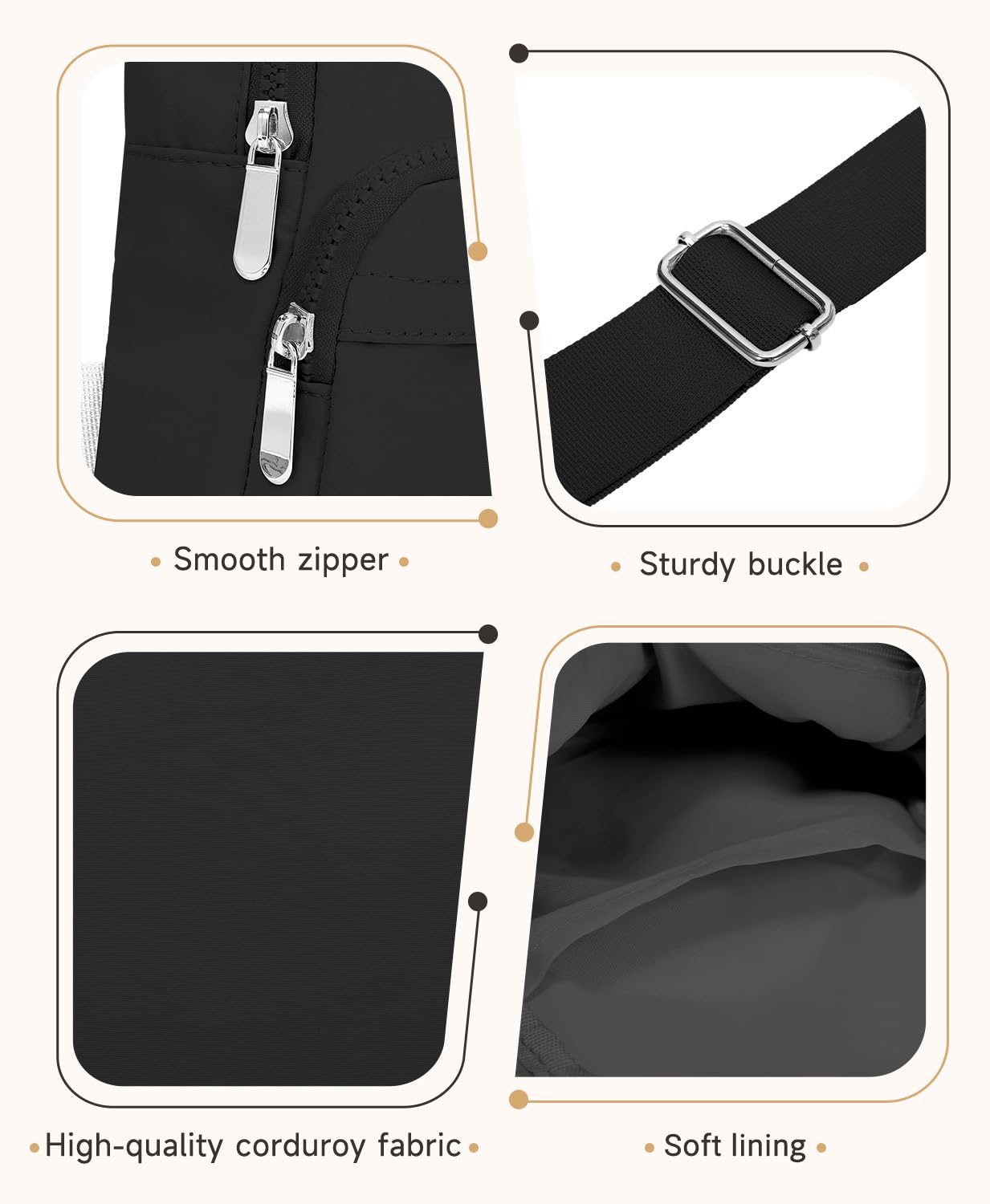 Neverwhy Small Crossbody Bag - Cute Sling Bag for Women - Small Chest Backpack Fanny Pack for Casual, Travel, Hiking Black