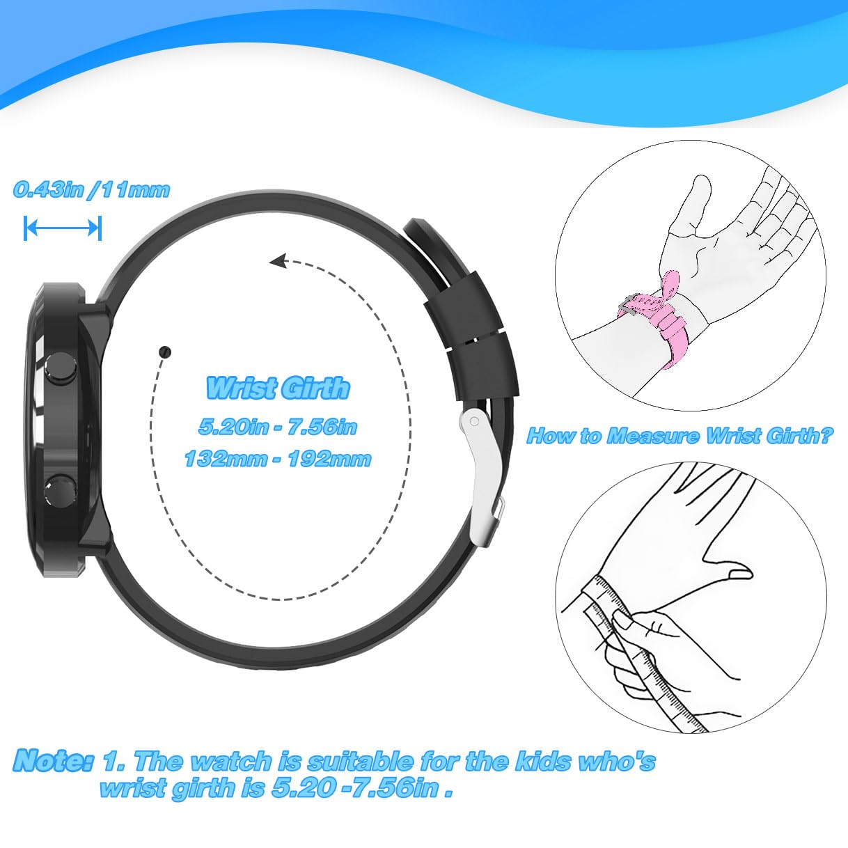 Focwony Kids Fitness Tracker Watch, Digital Steps Counter, Boys Girls Waterproof Wristwatch with Step Counting/Distance/Calories/Stopwatch/Alarm Clock, Great Xmas Gift for Children (Black)