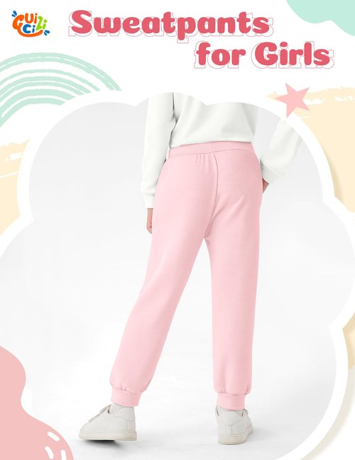 Guicizi Girls Jogger Pants Size 8 Sweatpants with Pockets Size 7 Soft Kids Sweat Athletic Sports Lounge Active Pants Girls Activewear Workout Clothes 2Pack