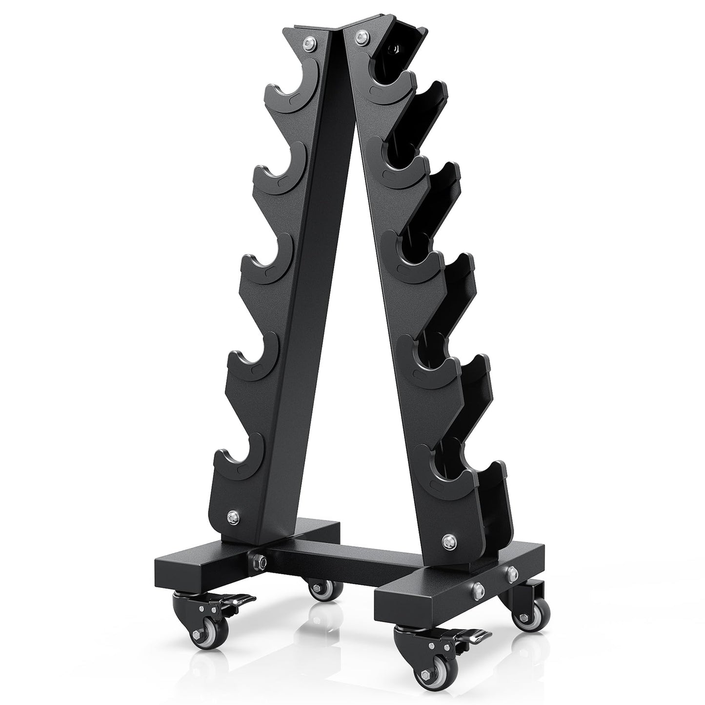 YOLEO Dumbbell Rack - 3 Tier & 5 Tier Compact Weight Rack for Dumbbell, Kettlebell, Barbell, Heavy Duty Weight Storage Organizer, Space-Saving Dumbbell Storage Stand Holder for Home Gym - 1100LBS Capacity (Rack Only) (SMART, A-Frame)