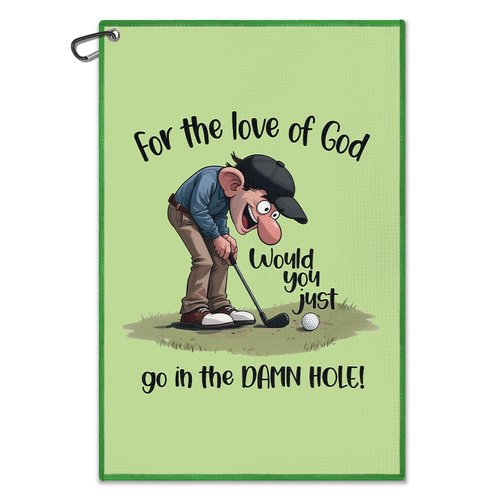 Juoqg for The Love of God Green Golf Towel, Funny Golf Bag Towel with Clip for Men, Golfing Accessories for Men, Retirement Birthday Gifts for Golfer, Golfing Thank You Gifts for Dad Grandpa Uncle