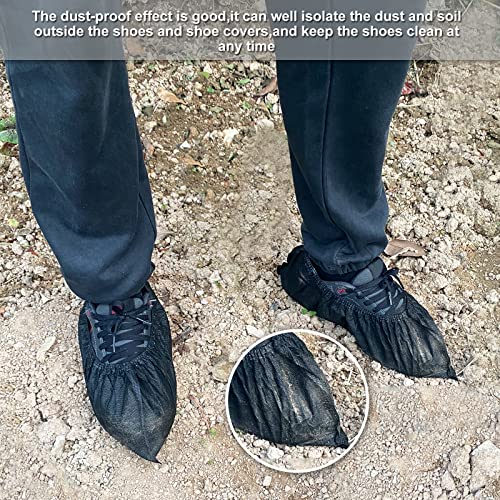 Shoe Covers Disposable 200Pack(100Pairs) Thicker Black Shoe Booties Cover Non Slip for Home Floors Carpet Indoor