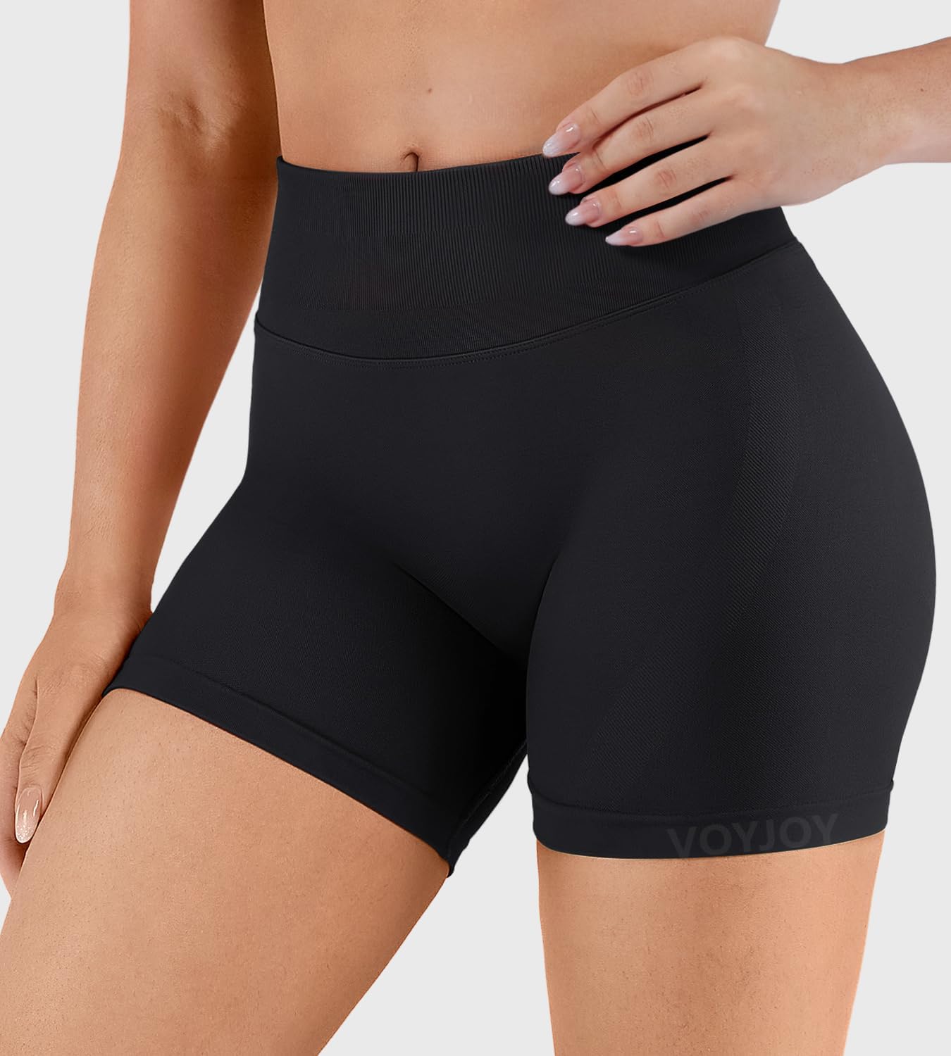 VOYJOY Women's Yoga Shorts - 4.5" Seamless Hidden Scrunch Design for Butt Lifting | Comfortable Workout Gear