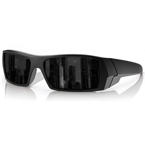 WISTON Polarized Z87 Sunglasses Wrap Around Sunglasses for Men Rectangular Safety Glasses UV400 for Sport Working 8231 Matte Black/Dark Grey Lens