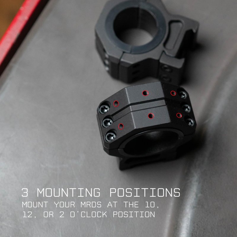 Monstrum Kimera Scope Rings | Includes Detachable Piggyback Red Dot Base | RMR Footprint | 30 mm Diameter | Low Profile 0.85 inch Center Height
