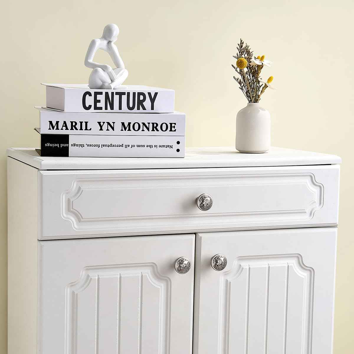 YCSJ Round Drawer Knobs and Pulls - 10 Pack / 1.26 Inch, Brushed Nickel Knobs, Modern Drawer Knobs for Office Cabinets, Bathroom Cabinet Knob, Kitchen Decorative Hardwares