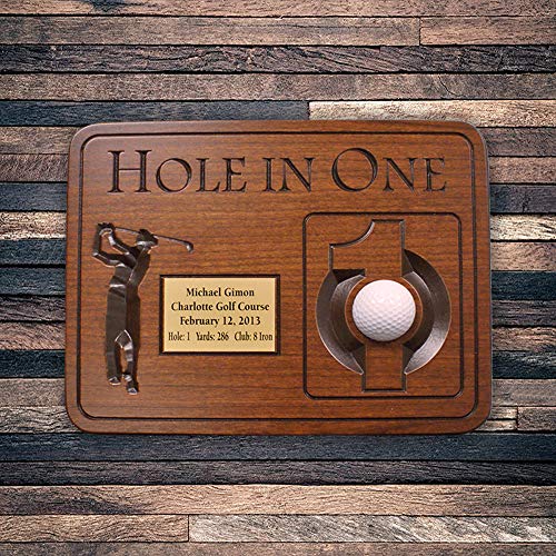 Personalized Hole in One Wall Mounted Cherry Plaque - 12" x 9"