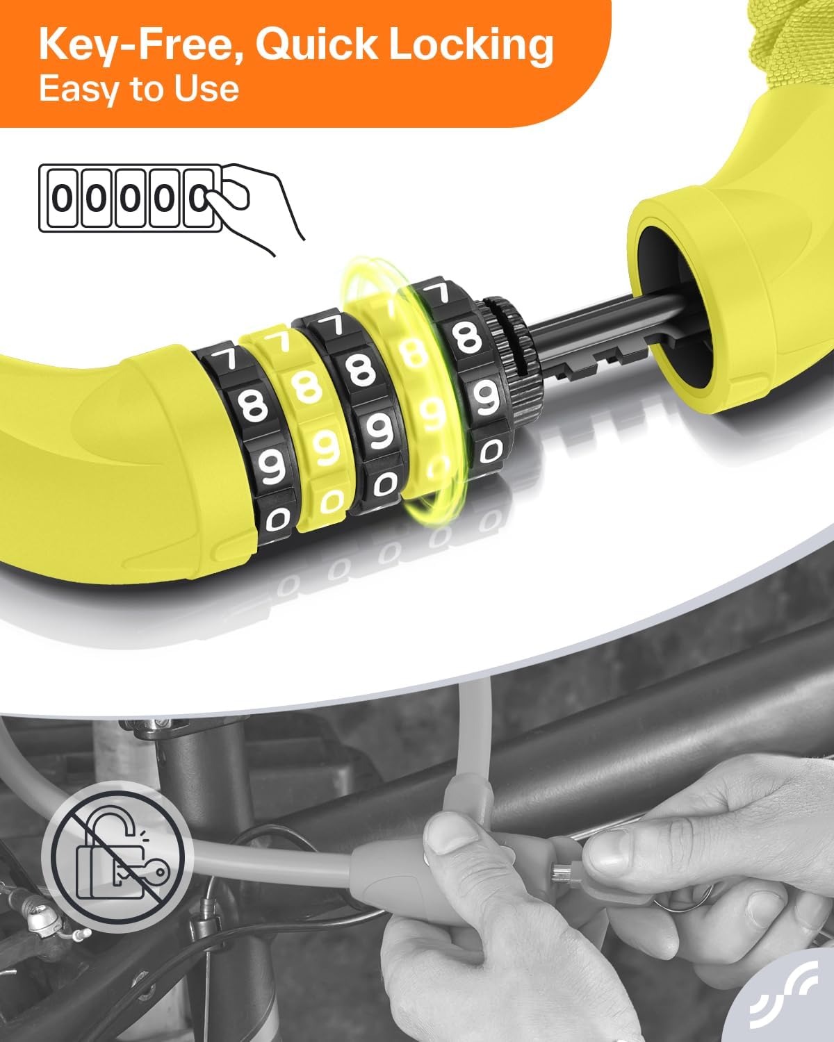 Sportneer Bike Lock - High Security 5-Digit Combination Chain Lock | Keyless & Heavy Duty - 3.2/3.6/4ft, 4/6mm Thick