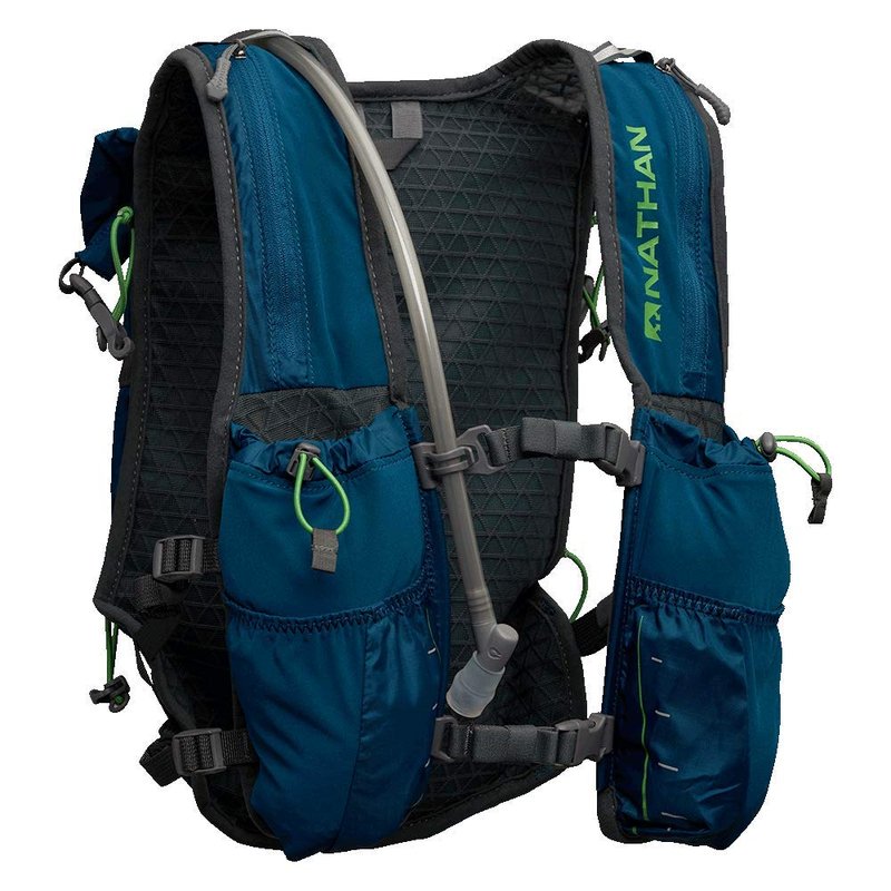 Nathan TrailMix Running Vest/Hydration Pack. 12L (12 Liters) for Men and Women | 2L Bladder Included (2 liters). Zipper, Pocket (Charchoal/Sailor Blue, Unisex - One Size Fits Most)