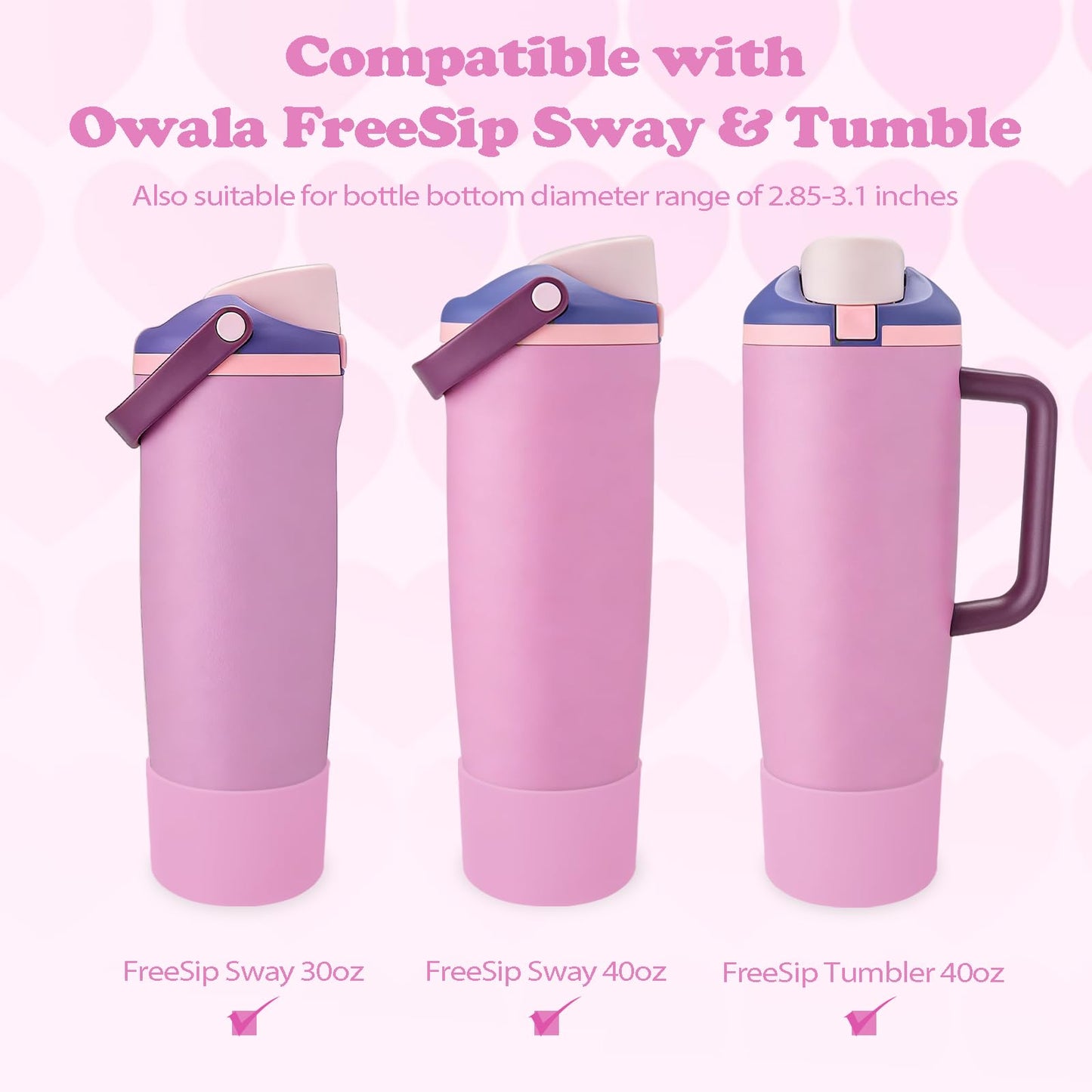 Kaitiaki Silicone Boot for Owala 30oz & 40oz FreeSip Sway Bottles & Tumblers - Non-Slip, Scratch-Resistant, Stability Enhancer, Available in 12 Colors (Pretty in Purple)