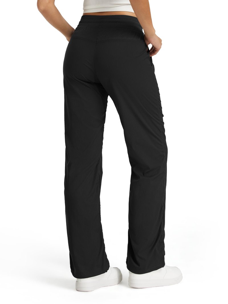 Prettyleaf Petite Women's 26" Inseam Dance Studio Pants Lightweight Travel Athletic Pocket Joggers, Black, Small