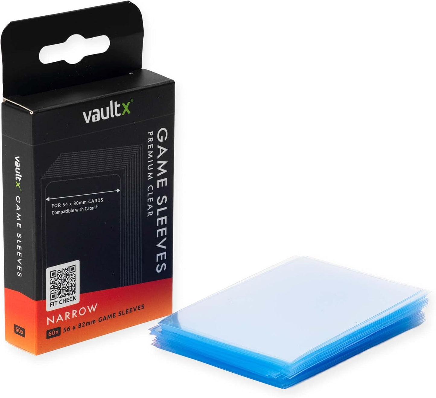 Vault X Narrow Board Game Sleeves - Premium Quality 56 x 82mm (60 Pack) for Catan