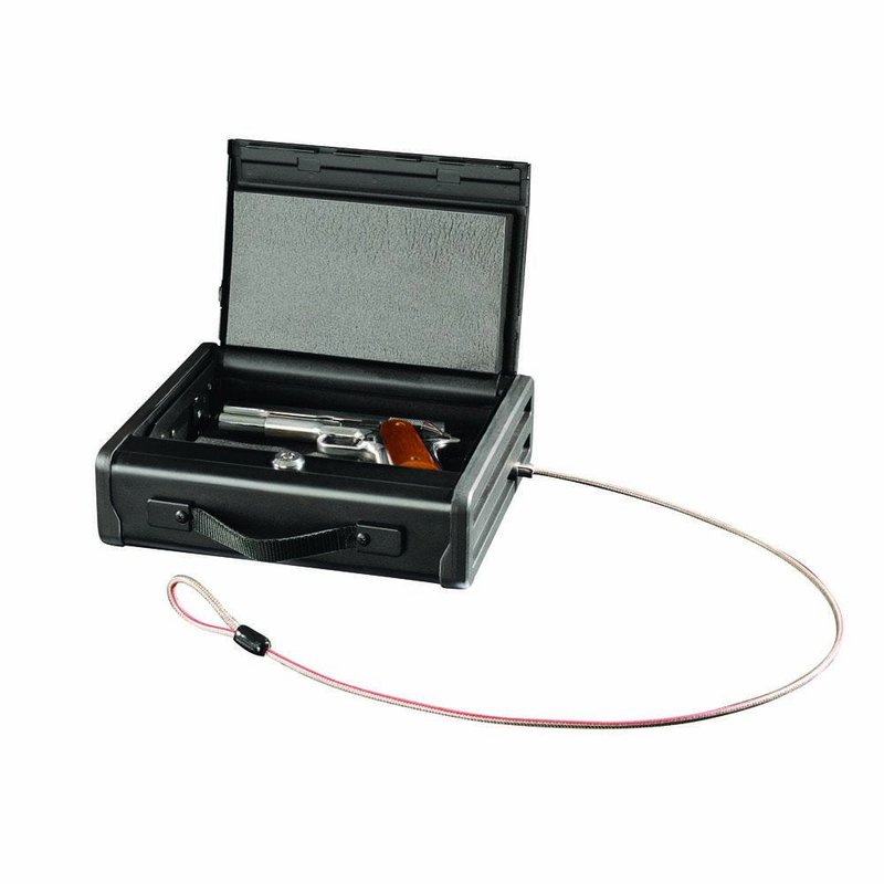 SentrySafe Portable Gun Safe with Key Lock, Steel Cable, and Carrying Handle has a One Handgun Capacity, Gun Safe for Car or Home, PP1K