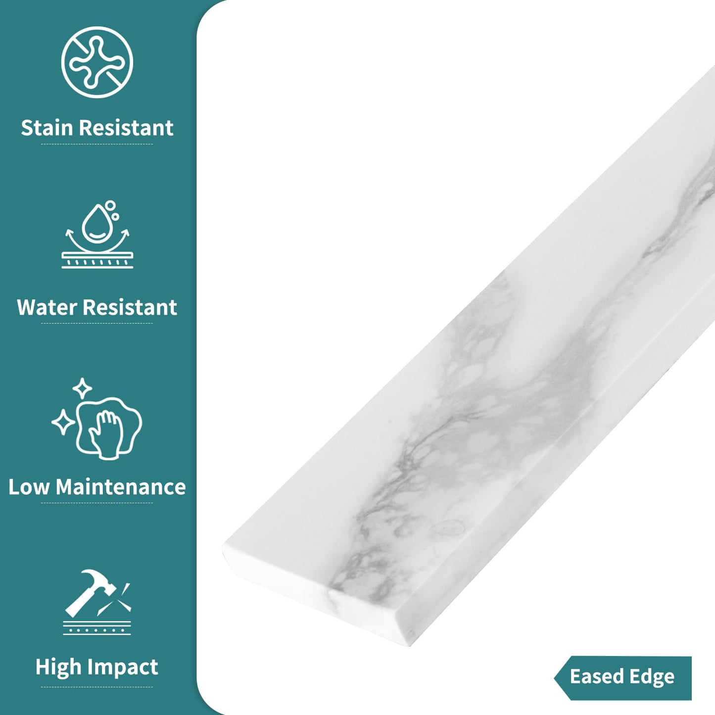 21 Inch Sidesplash in Calacatta Rocky, Quartz Stone Side Splash For Bathroom Vanity Top, Universal Size Bathroom Sink Sidesplash