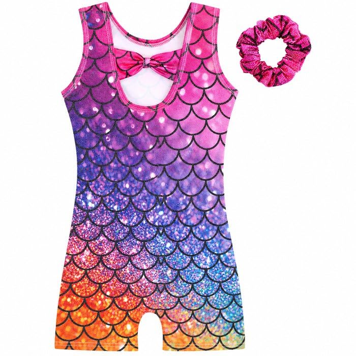 Gymnastics Leotards for Girls 7-8 Years - B Gradient Mermaid