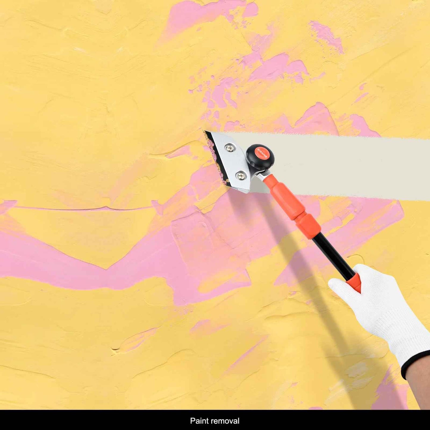 EHDIS Retractable Razor Blade Scraper Long Handle Heavy Duty Floor Scraper with Rotatable Head and 10pcs Replace Blades for Cleaning Glass, Tile, Floor, Wall,Door