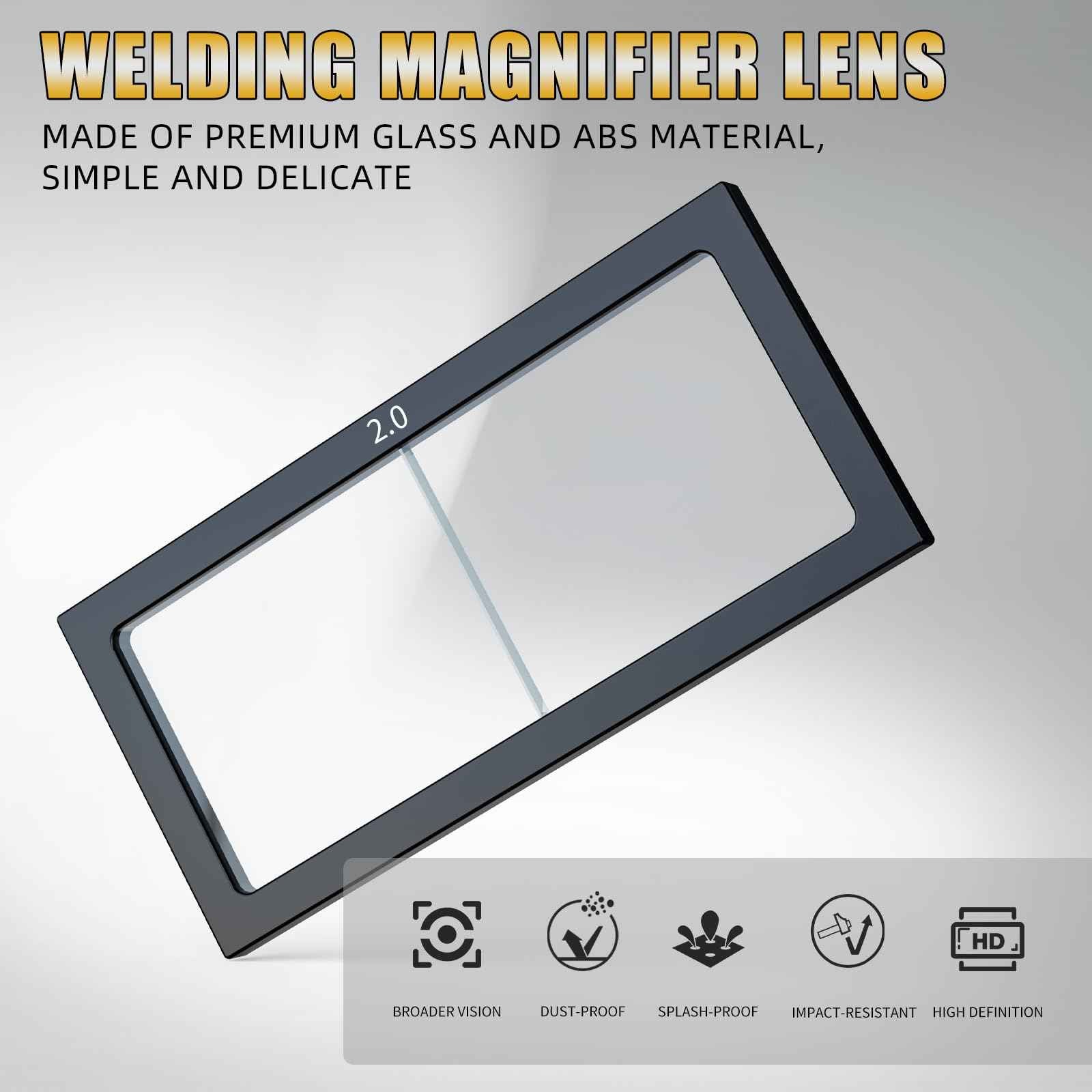 TRQWH Welding Helmet Glass Magnifying Lens 1.0/1.5/2.0/2.5/3.0 Diopter Eye-Protecting Welder Accessories Magnifier Cheater Lens (G-2.0 Diopter)