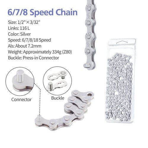 Bike Chain Kit, 6/7/8 Speed Multi-Function Bike Mechanic Repair Kit, Chain Breaker and Bike Link Plier with Hook and 6 Pairs Bicycle Buckle, Reusable