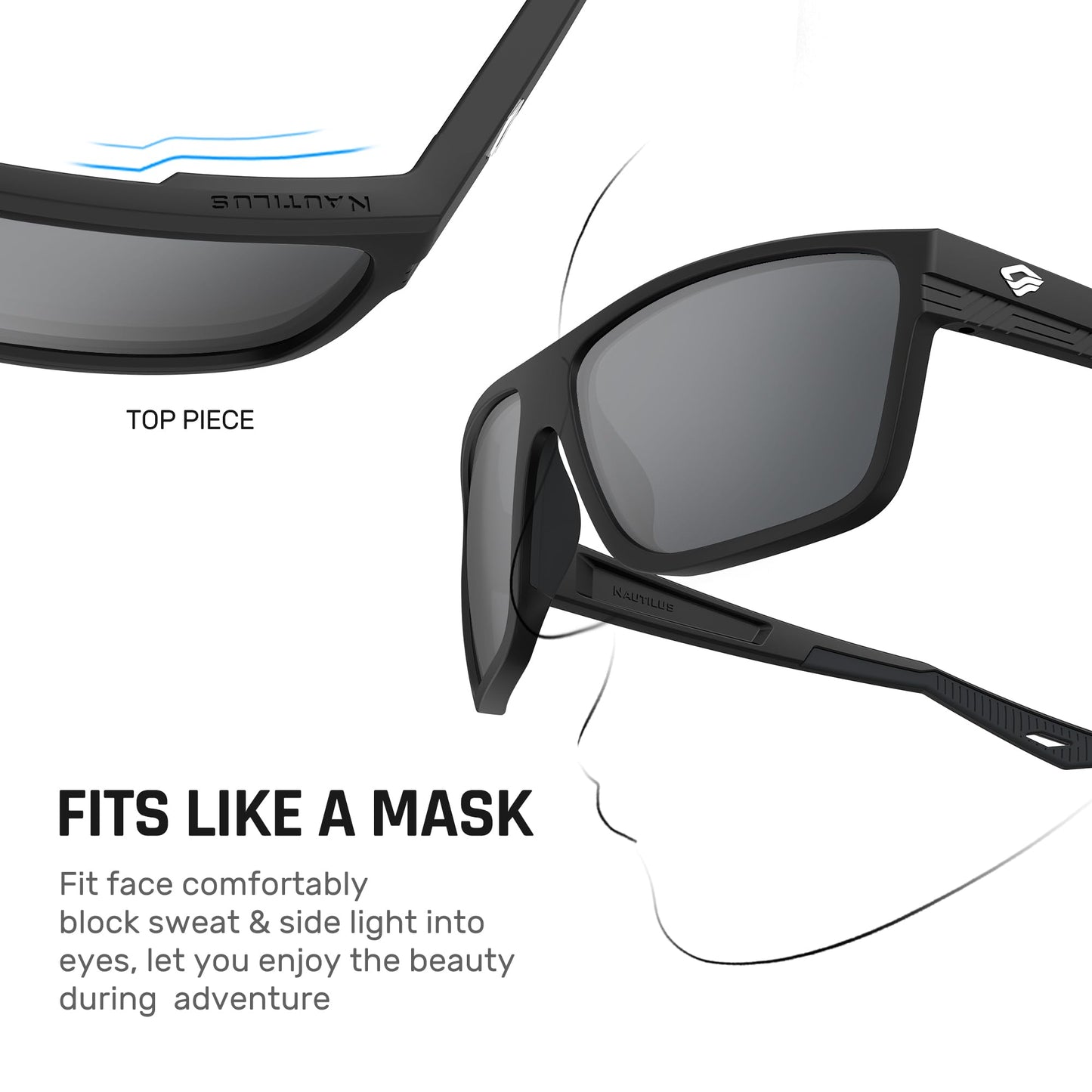 TOREGE Polarized Sports Sunglasses for Men & WomenUV400 Protection TR90 Frame Ideal for Fishing Cycling Running Driving (Matte black Frame &Reflective Silver Lens C14)