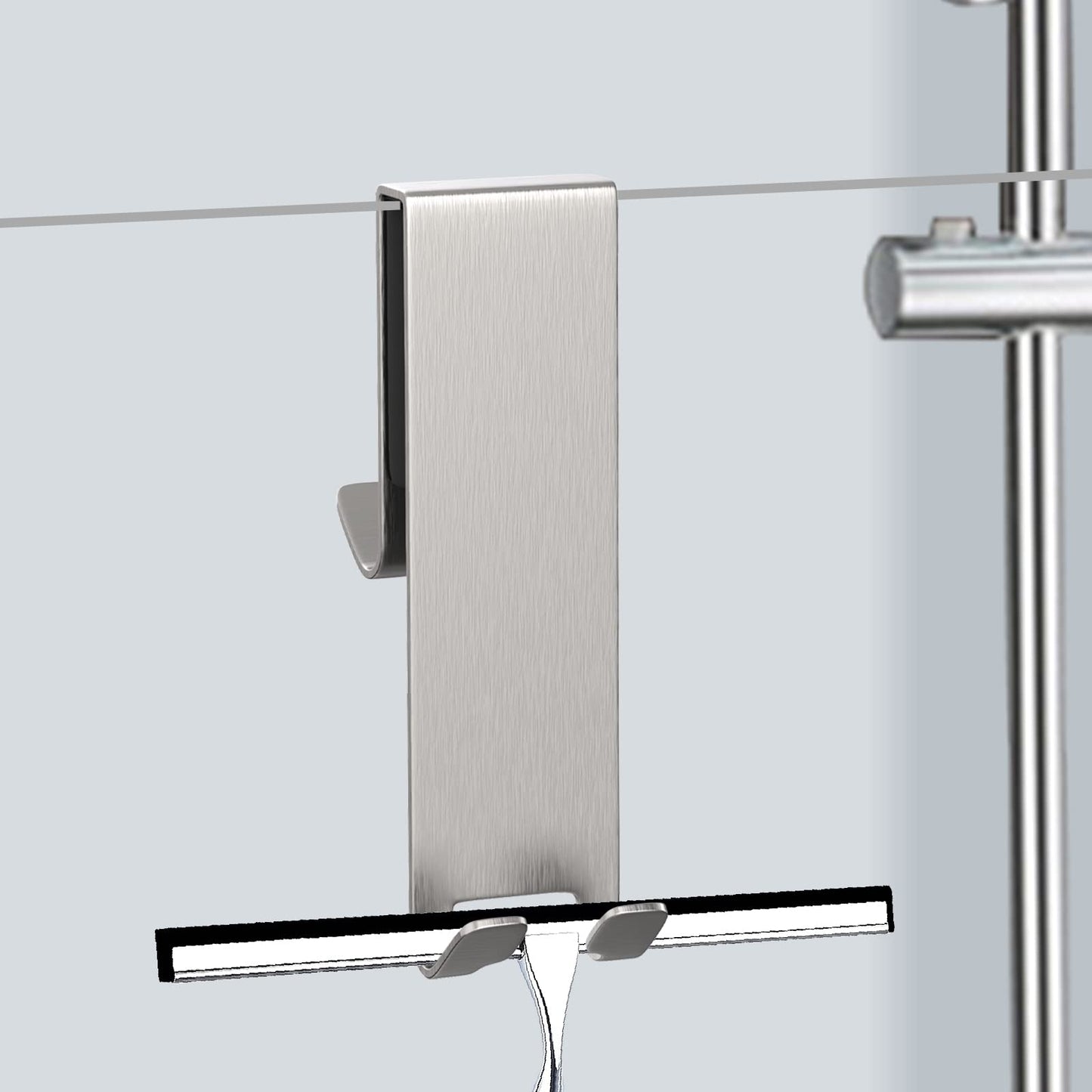 Shower Door Hook, Extended Length Double-Sided Hook for Frameless Shower Doors (7 Inch), Heavy-Duty Stainless Steel Hook for Bathrobes and Towels, No Drilling or Adhesive Required, 2-Pack, Silver