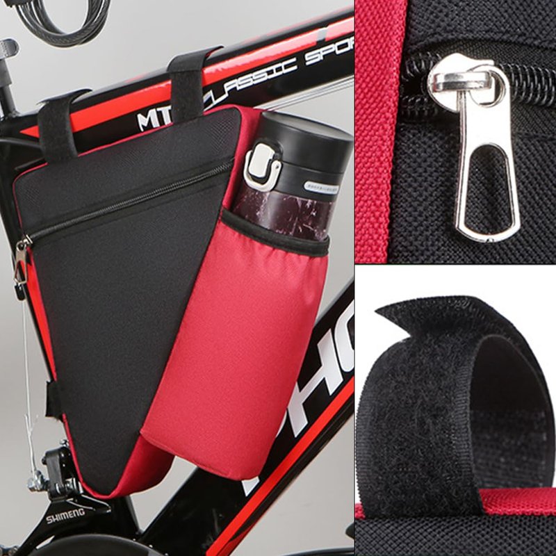 YERGOFE Bike Triangle Bike Bag - Red - Bicycle Accessories for Adult Bikes，Water Bottle Pocket， Waterproof