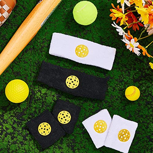 6-Piece Sports Headband and Wristband Set - Absorbent Terry Cloth Sweatbands