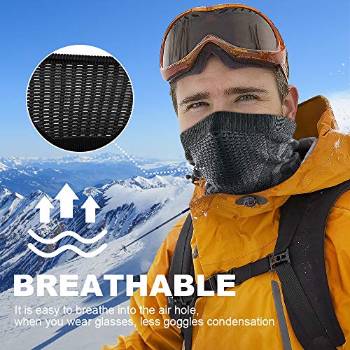 Winter Neck Warmer Face Mask - Windproof & Breathable - Black + Black