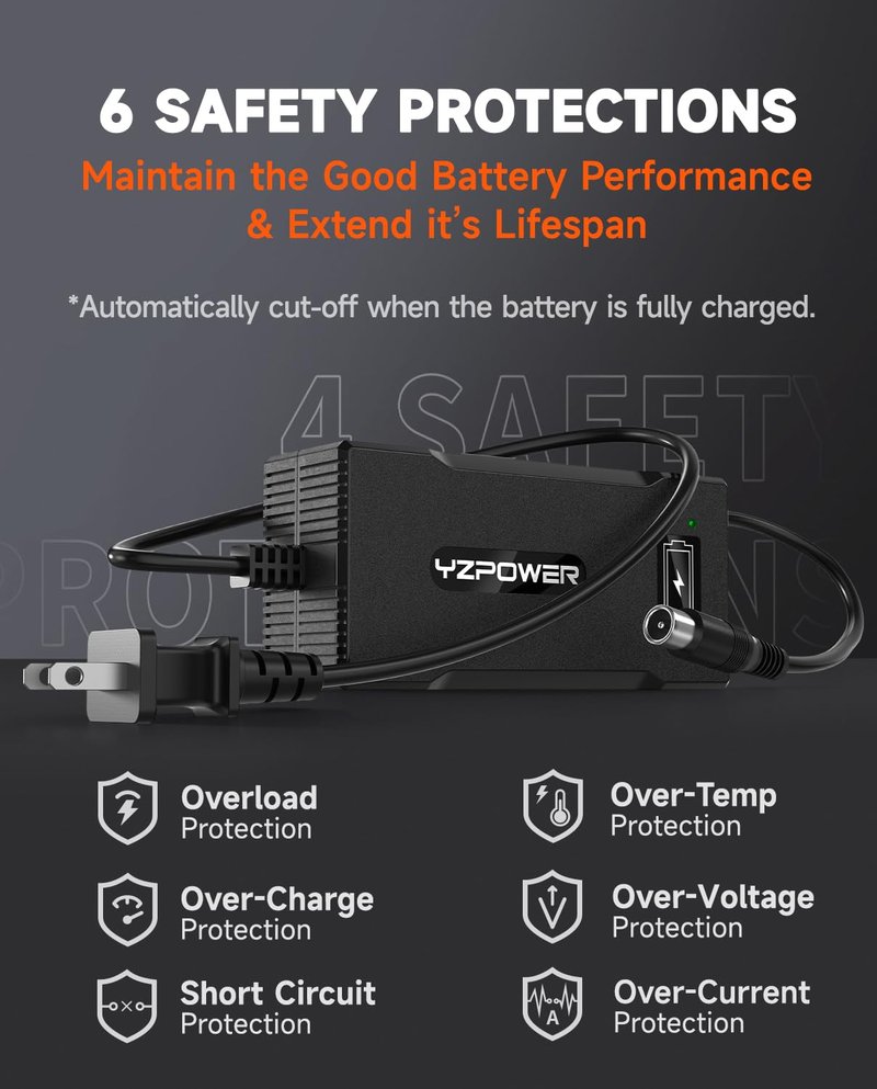 YZPOWER 42V 5A Scooter Charger for Segway Ninebot, Compatible with MAX G2 G30LP E2 Pro F65 F40 F30 D28 D40 ES2 ES4 E22 E45, Replacement Power Adapter for 36V Lithium Battery, RCA Round Charging Port
