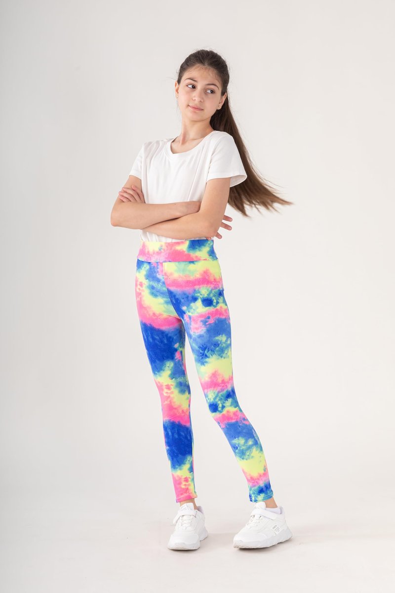 SOFTMILK Girls Prints Leggings High Waist Tie Dye Toddlers' Fashion Leggings Size 4-11Y,Stretchy Tight Pants, Multipacks (US, Age, 7 Years, 8 Years, Random Print 5-Pack)