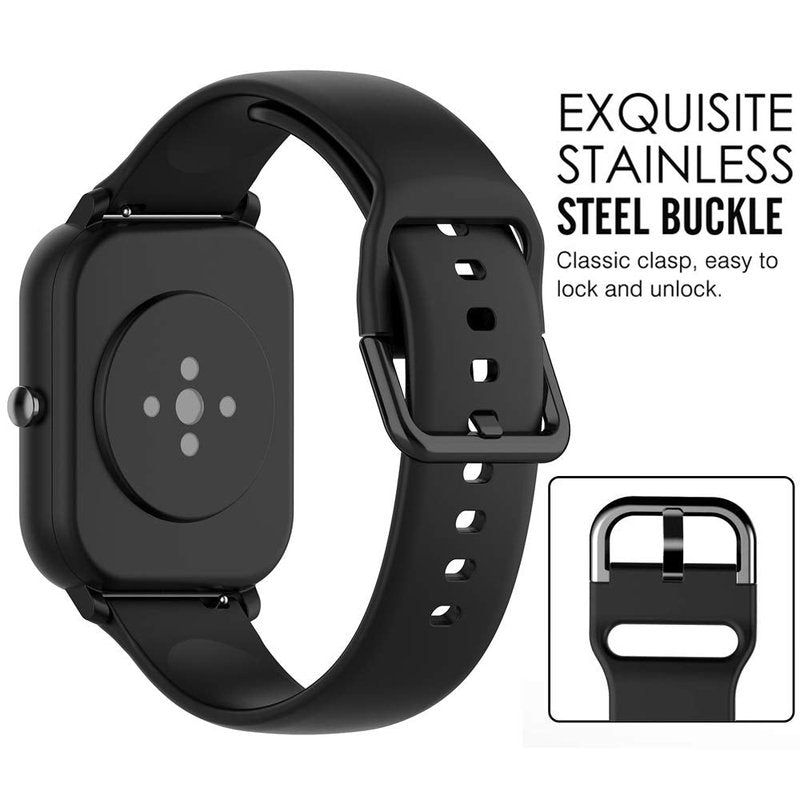 QGHXO Band Replacement for Amazfit GTS 4/4 Mini/3/2/2e/ GTR Mini/GTR 42mm/Active, Soft Silicone Band Replacement for Amazfit Bip 3/3 Pro/U Pro/S lite/Lite/S/U
