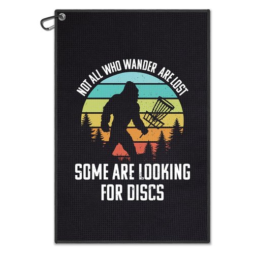 DYJYBMY Not All Who Wander are Lost Some are Looking for Discs Printed Golf Towel for Golf Bags with Clip, Funny Disc Golf Bigfoot Towel, Golf Towel Gifts for Disc Golfer Men Women Disc Golf Lovers