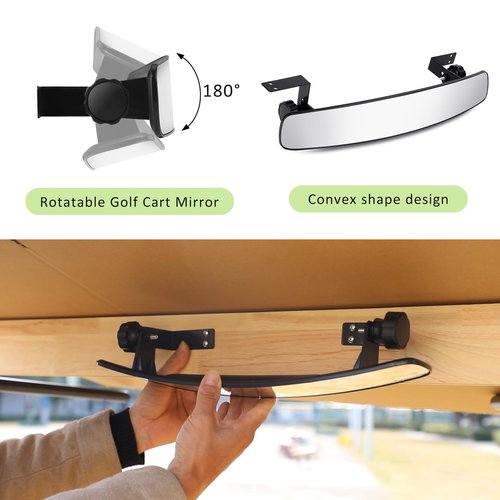 DenForste Golf Cart Rear View Mirror, 16.5" Golf Cart Mirrors Compatible with EZ Go, Club Car, Yamaha