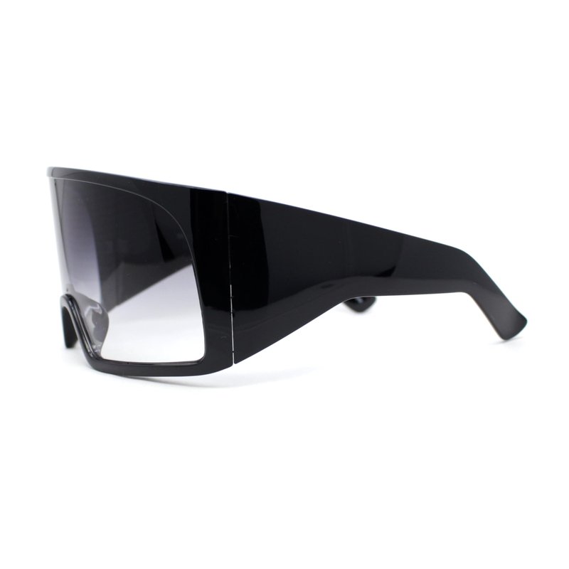 SA106 XL Oversized Shield Rectangle Super Thick Temple Plastic Sport Sunglasses White - Silver Mirror