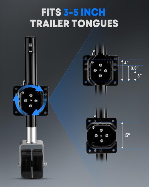 Kohree 2000 lbs Trailer Jack - Heavy Duty Dual Wheel Swivel for RV & Boat | 11" Lift, Black
